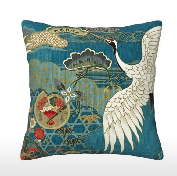 (4) Linen Japanese Inspired Throw Pillow Covers. NWT - Picture 2 of 16